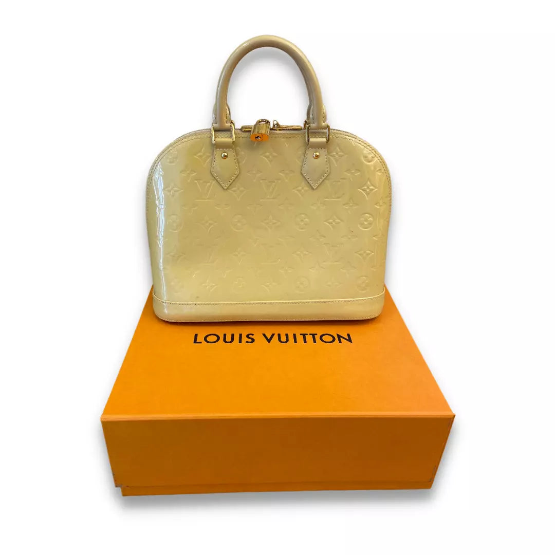 Louis Vuitton Beige Patent Leather Alma PM Bag