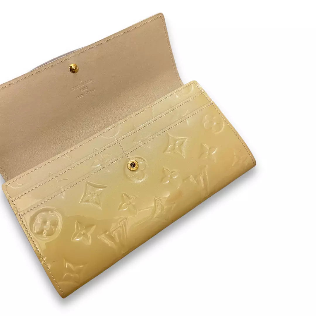 LOUIS VUITTON YELLOW VERNIS SARAH WALLET