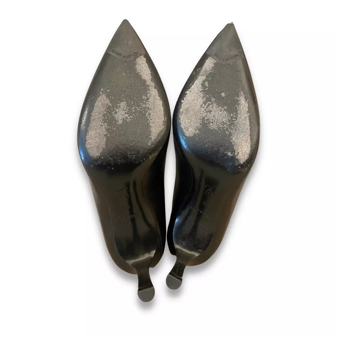LOUIS VUITTON HEARTBREAKER BLACK LEATHER STILETTOS