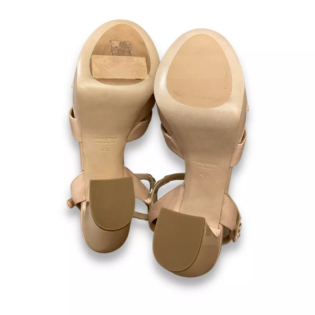 MIU MIU CIPRIA CRYSTALS PLATFORM SANDALS