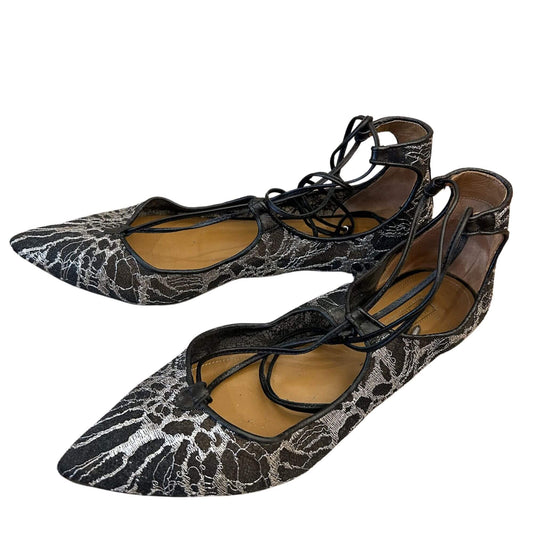 AQUAZZURA CHRISTY LACE UP POINTED FLAT SANDALS