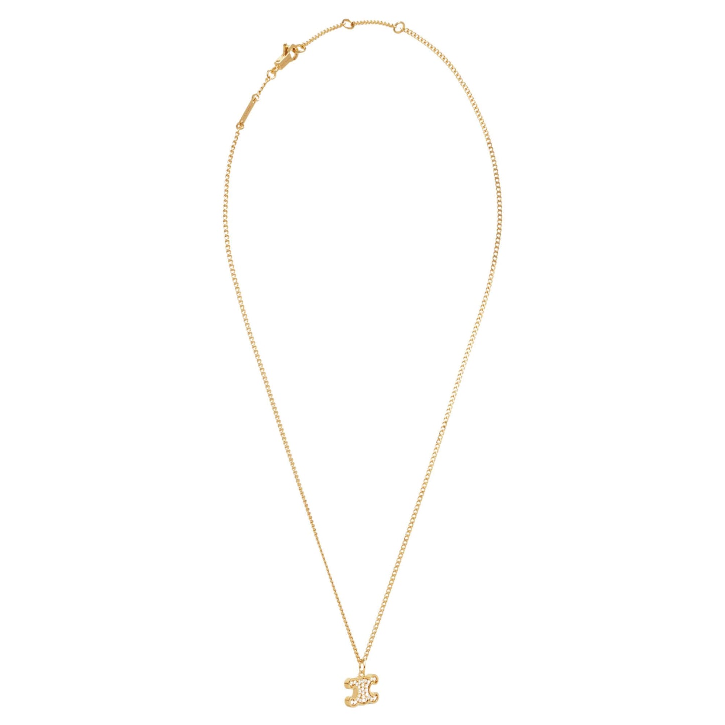 CELINE TRIOMPHE RHINESTONE NECKLACE IN BRASS WITH GOLD FINISH AND CRYSTALS