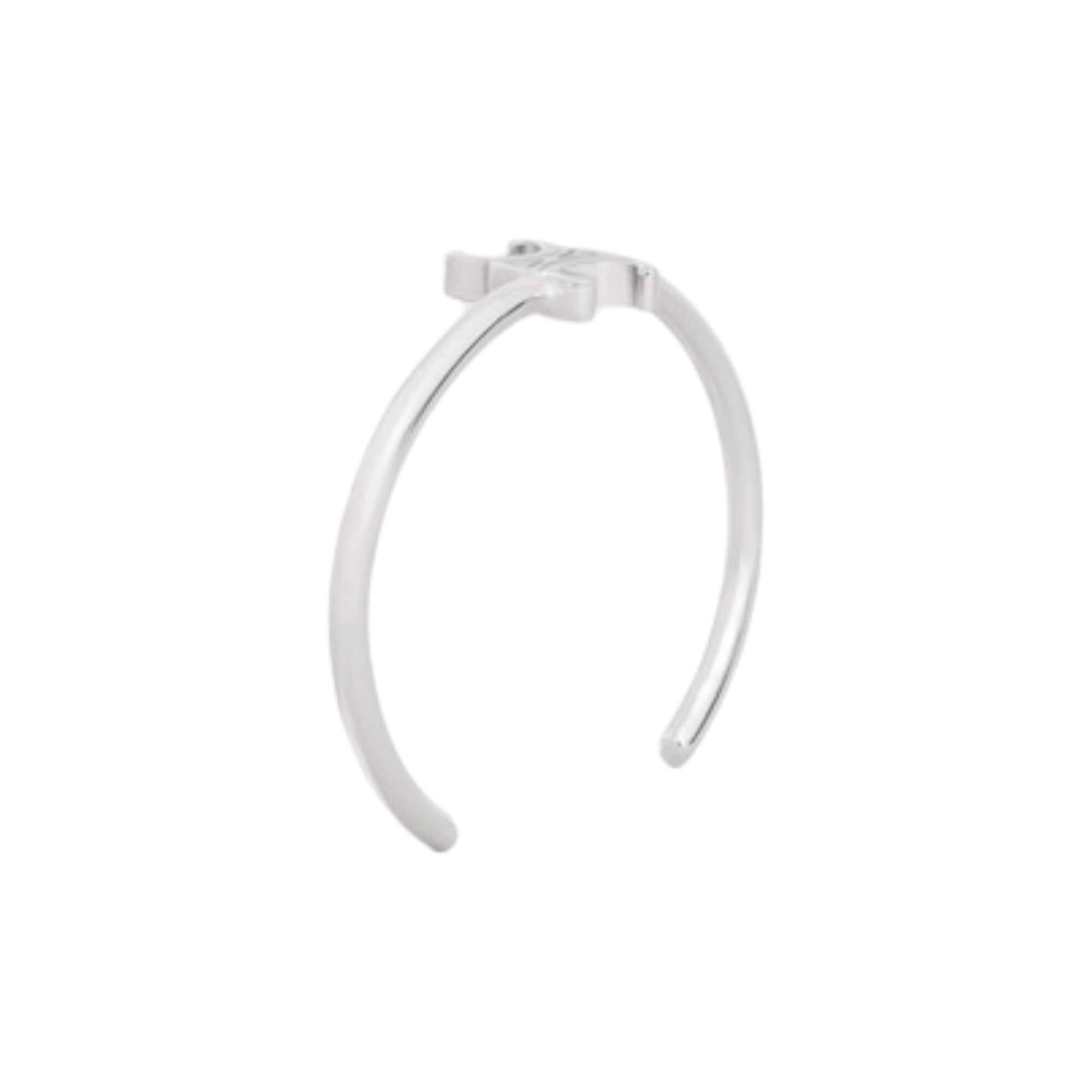 CELINE TRIOMPHE ASYMMETRIC CUFF IN BRASS WITH RHODIUM FINISH