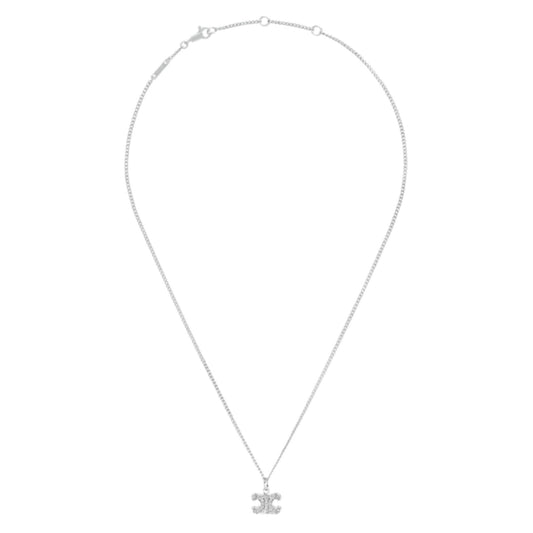 CELINE TRIOMPHE RHINESTONE NECKLACE IN BRASS WITH RHODIUM FINISH AND CRYSTALS