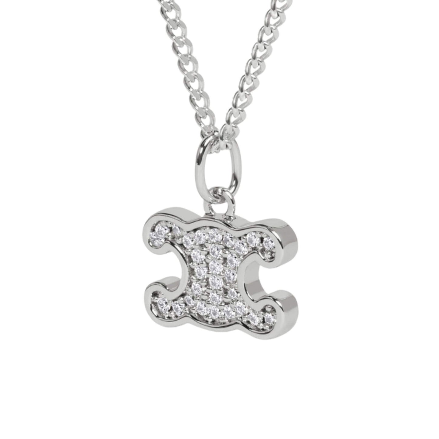 CELINE TRIOMPHE RHINESTONE NECKLACE IN BRASS WITH RHODIUM FINISH AND CRYSTALS