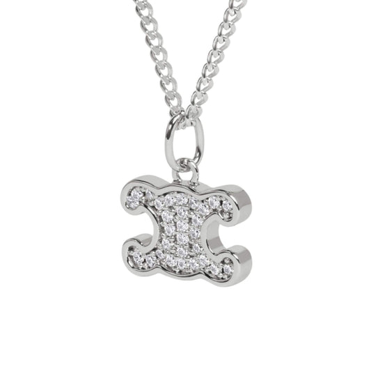 CELINE TRIOMPHE RHINESTONE NECKLACE IN BRASS WITH RHODIUM FINISH AND CRYSTALS