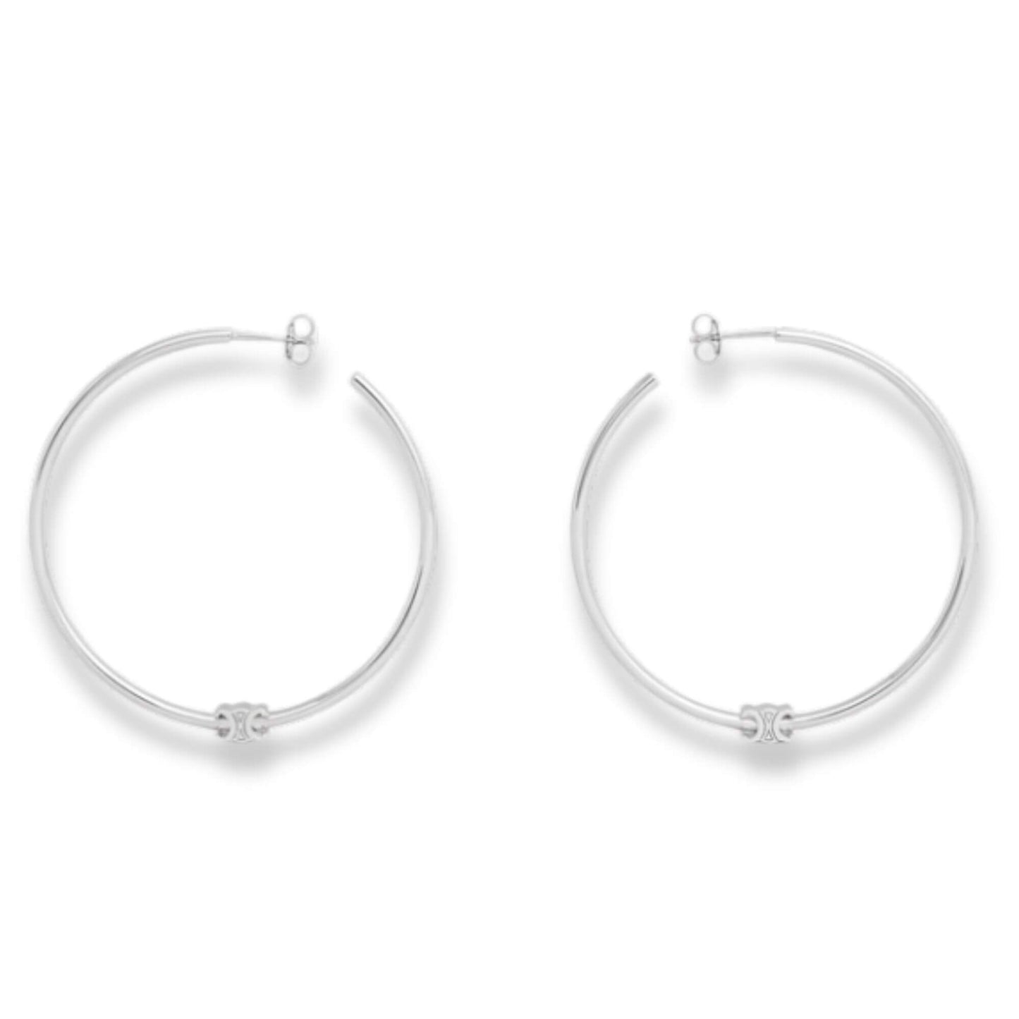 CELINE TRIOMPHE LARGE HOOPS IN BRASS WITH RHODIUM FINISH SILVER