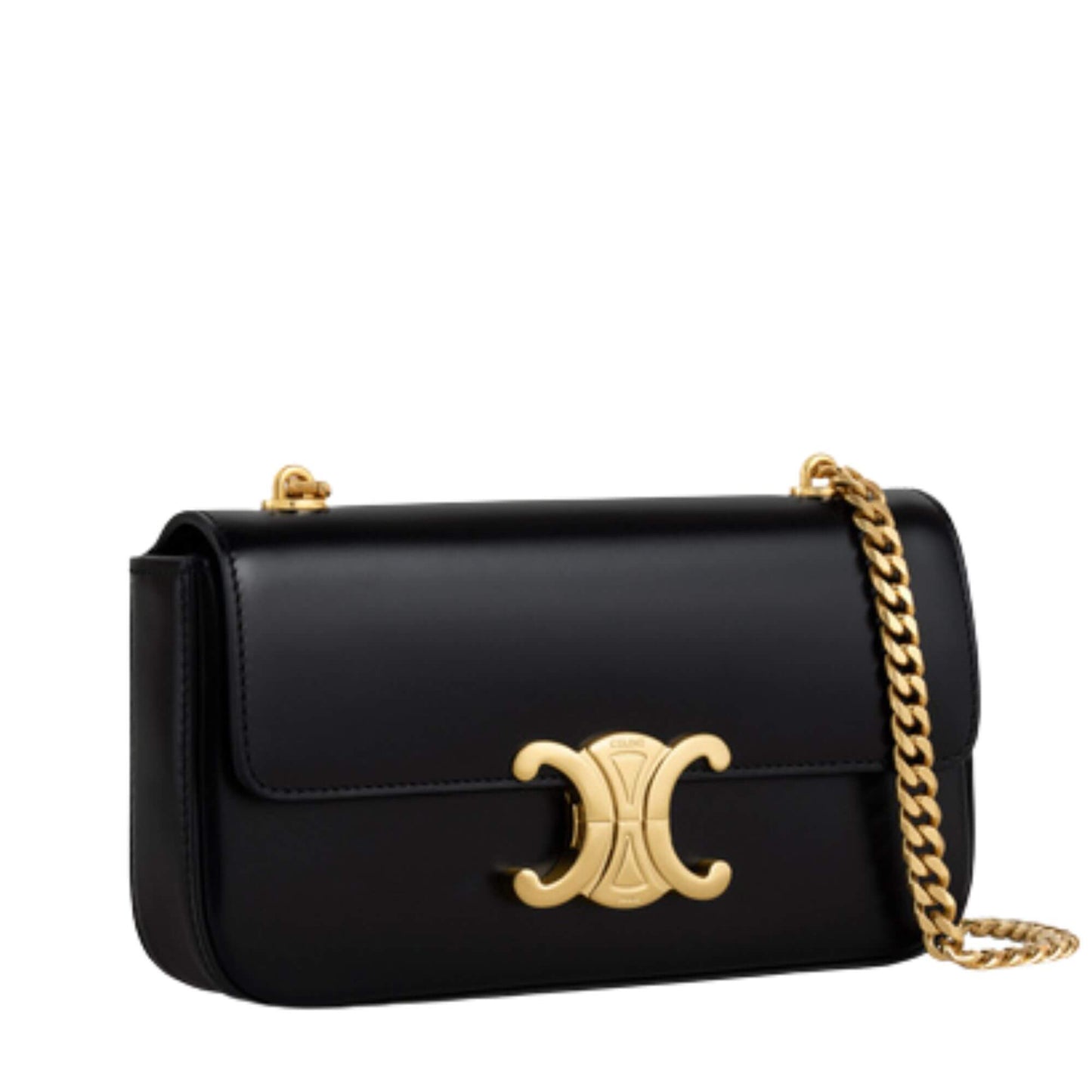 CELINE CHAIN SHOULDER BAG CLAUDE IN SHINY CALFSKIN BLACK
