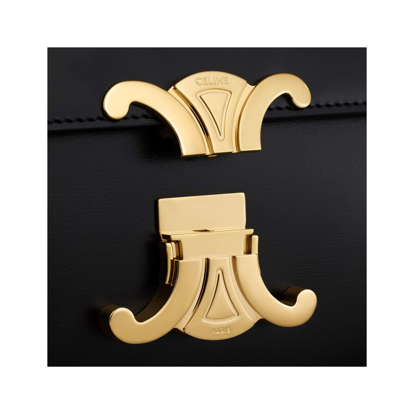 CELINE CHAIN SHOULDER BAG CLAUDE IN SHINY CALFSKIN BLACK