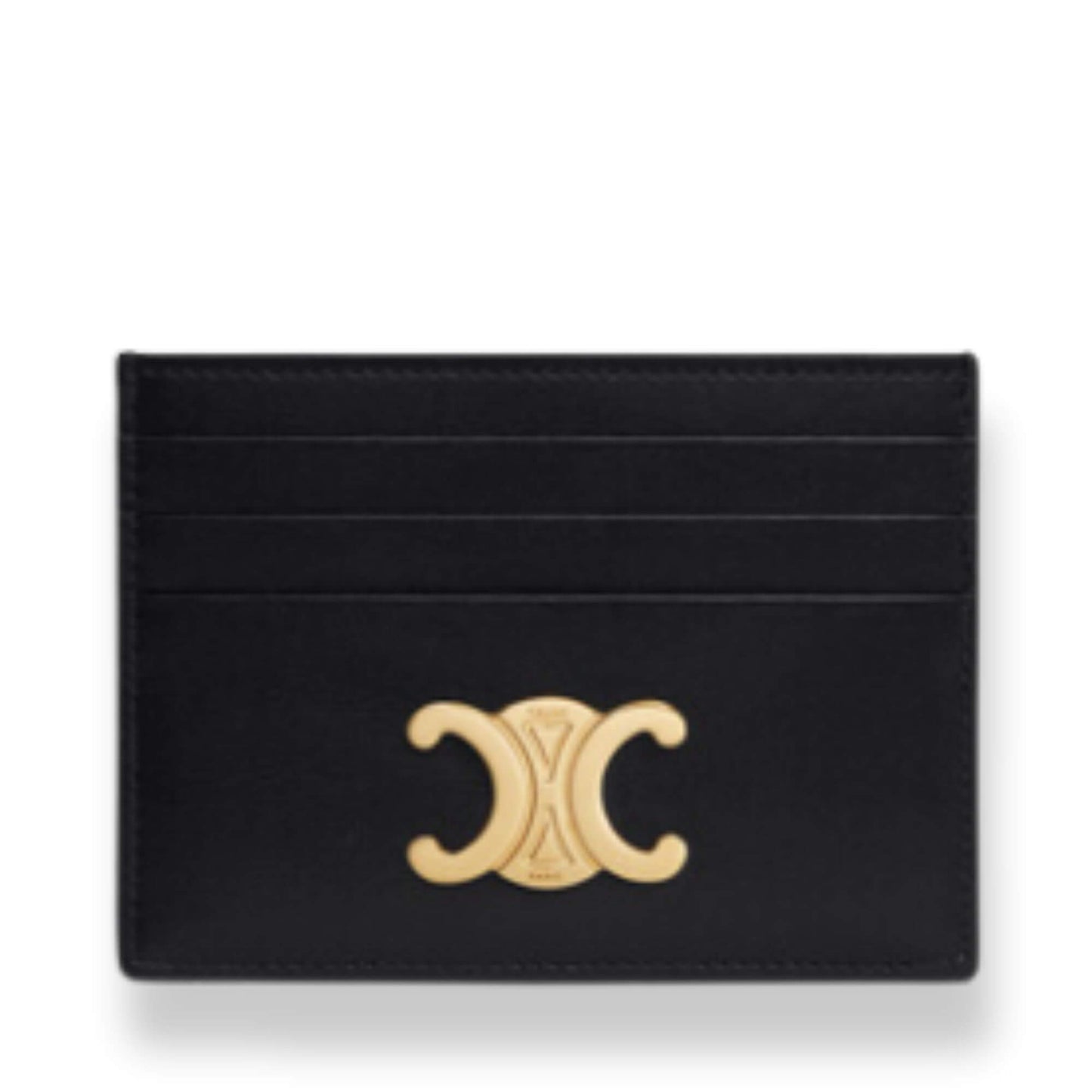 CELINE TRIOMPHE CARD HOLDER IN SHINY CALFSKIN BLACK