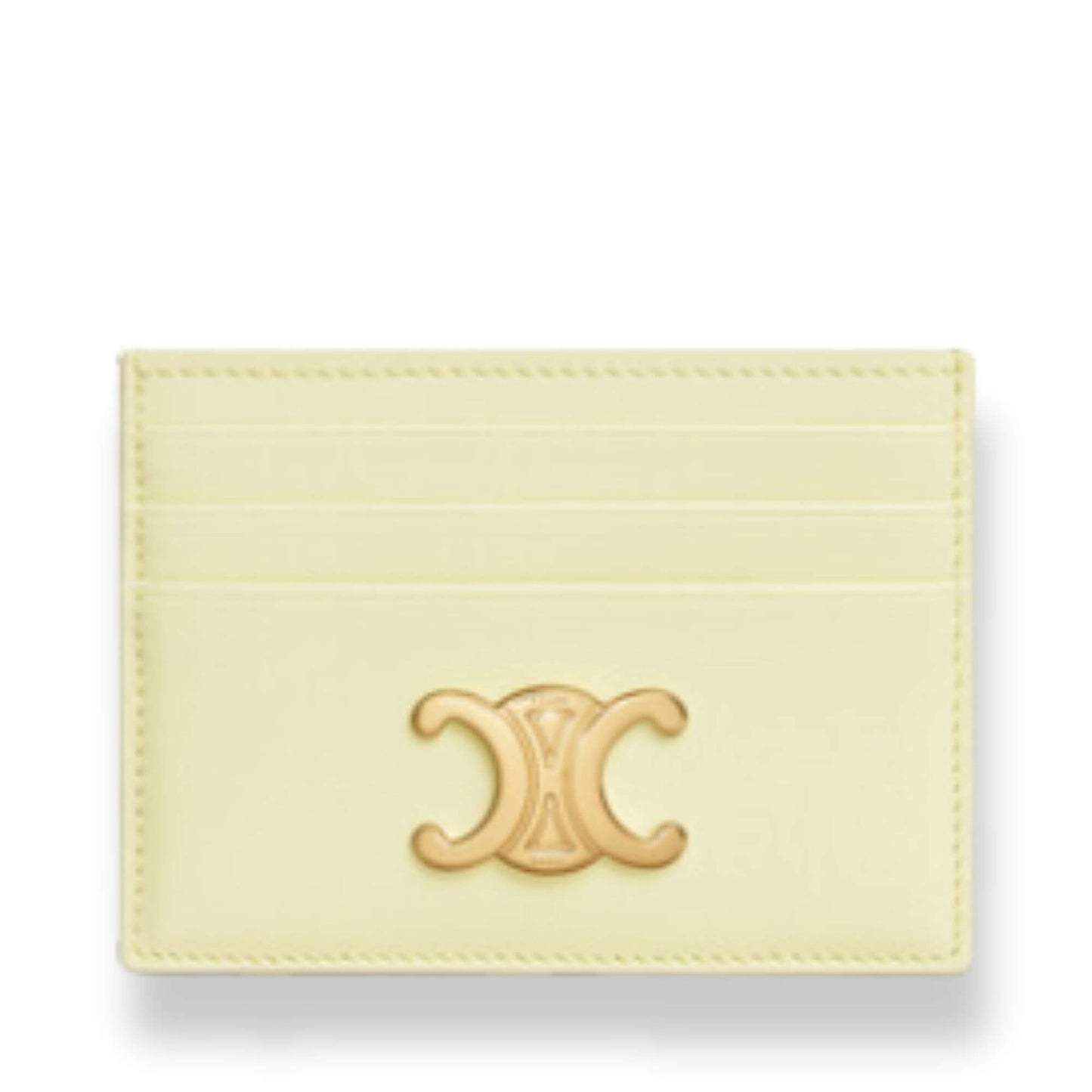 CELINE TRIOMPHE CARD HOLDER IN SHINY CALFSKIN LIGHT YELLOW