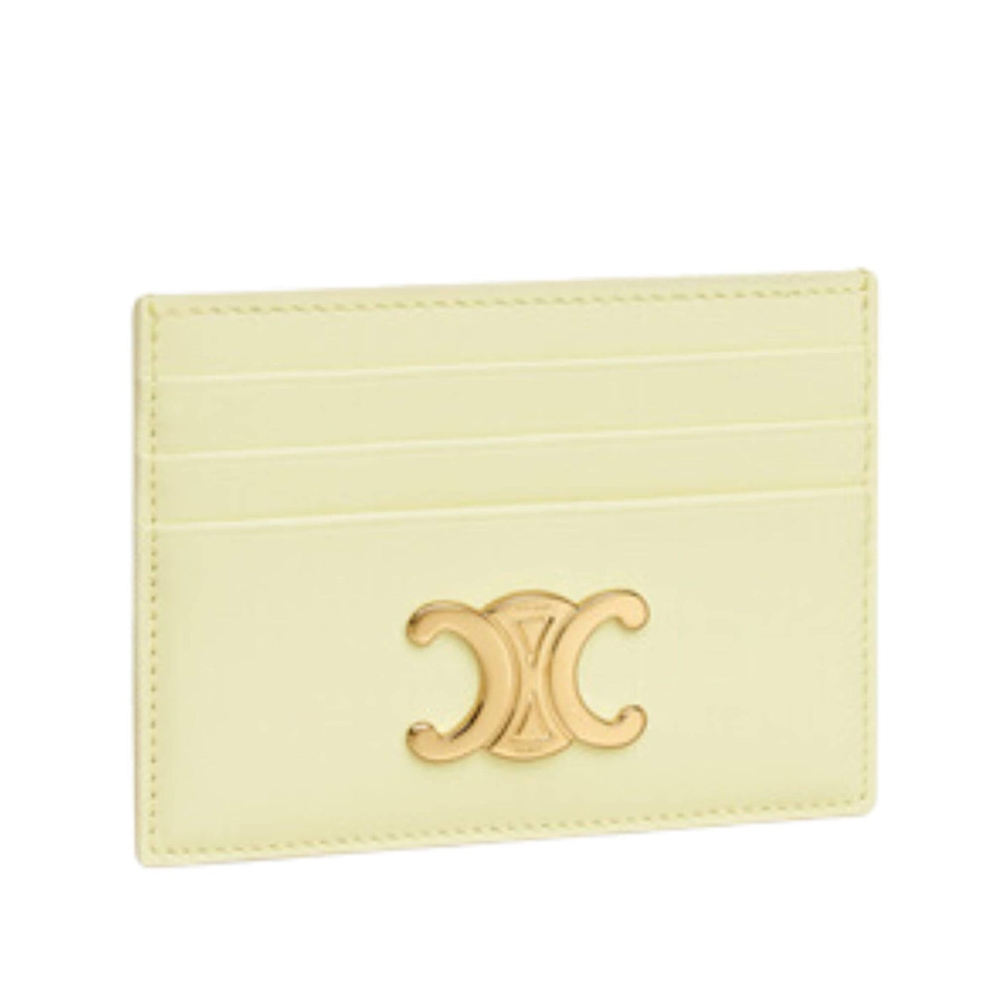 CELINE TRIOMPHE CARD HOLDER IN SHINY CALFSKIN LIGHT YELLOW
