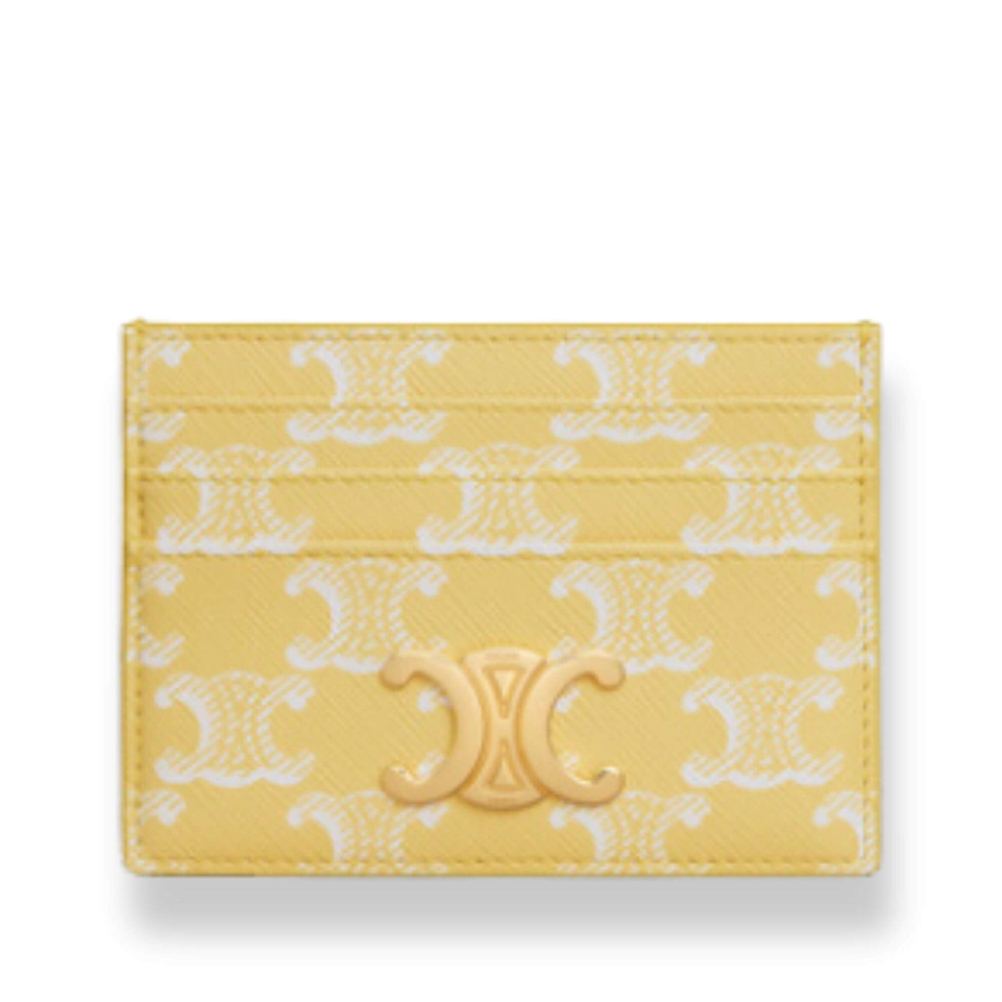 CELINE TRIOMPHE CARD HOLDER IN TRIOMPHE CANVAS BRIGHT YELLOW