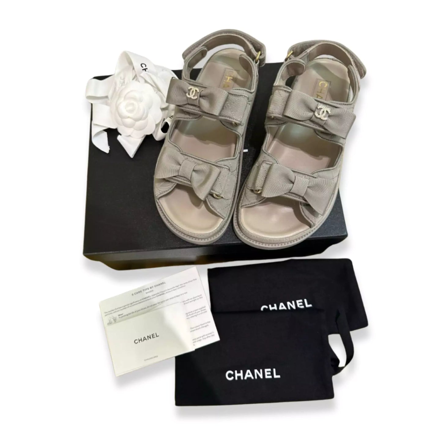 CHANEL GREY DAD SANDALS