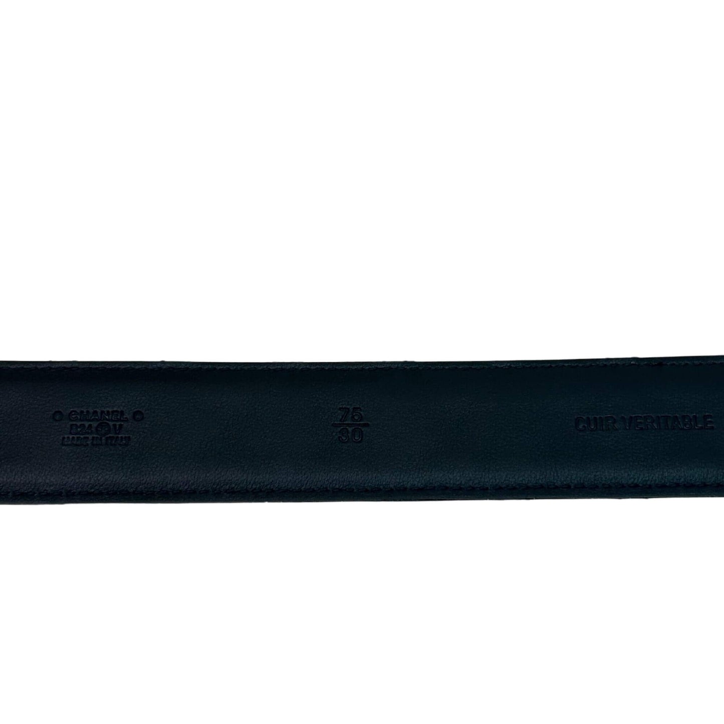 CINTURÓN DE CADENA CC DE CUERO NEGRO DE CHANEL