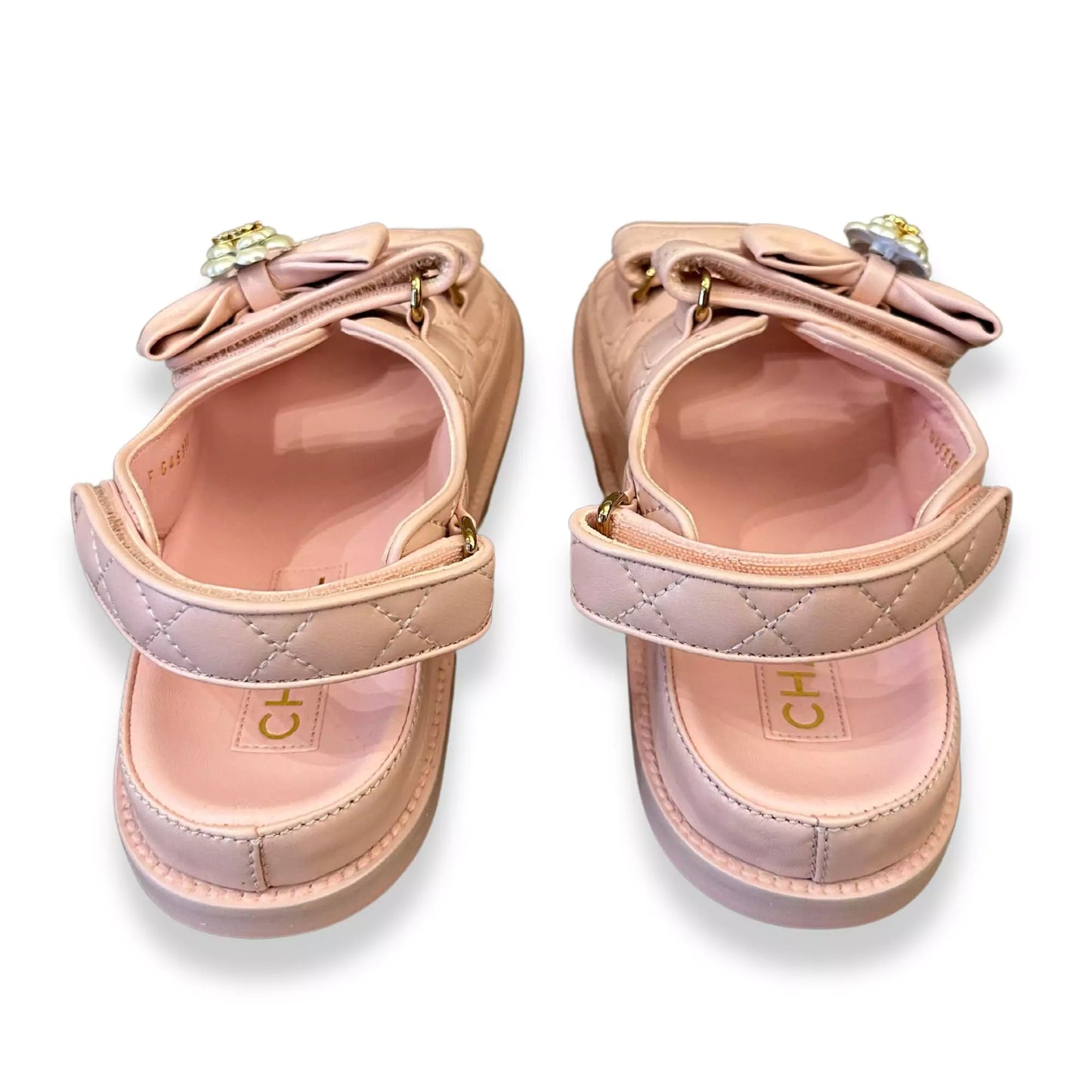 CHANEL LIGHT PINK LEATHER DAD SANDALS