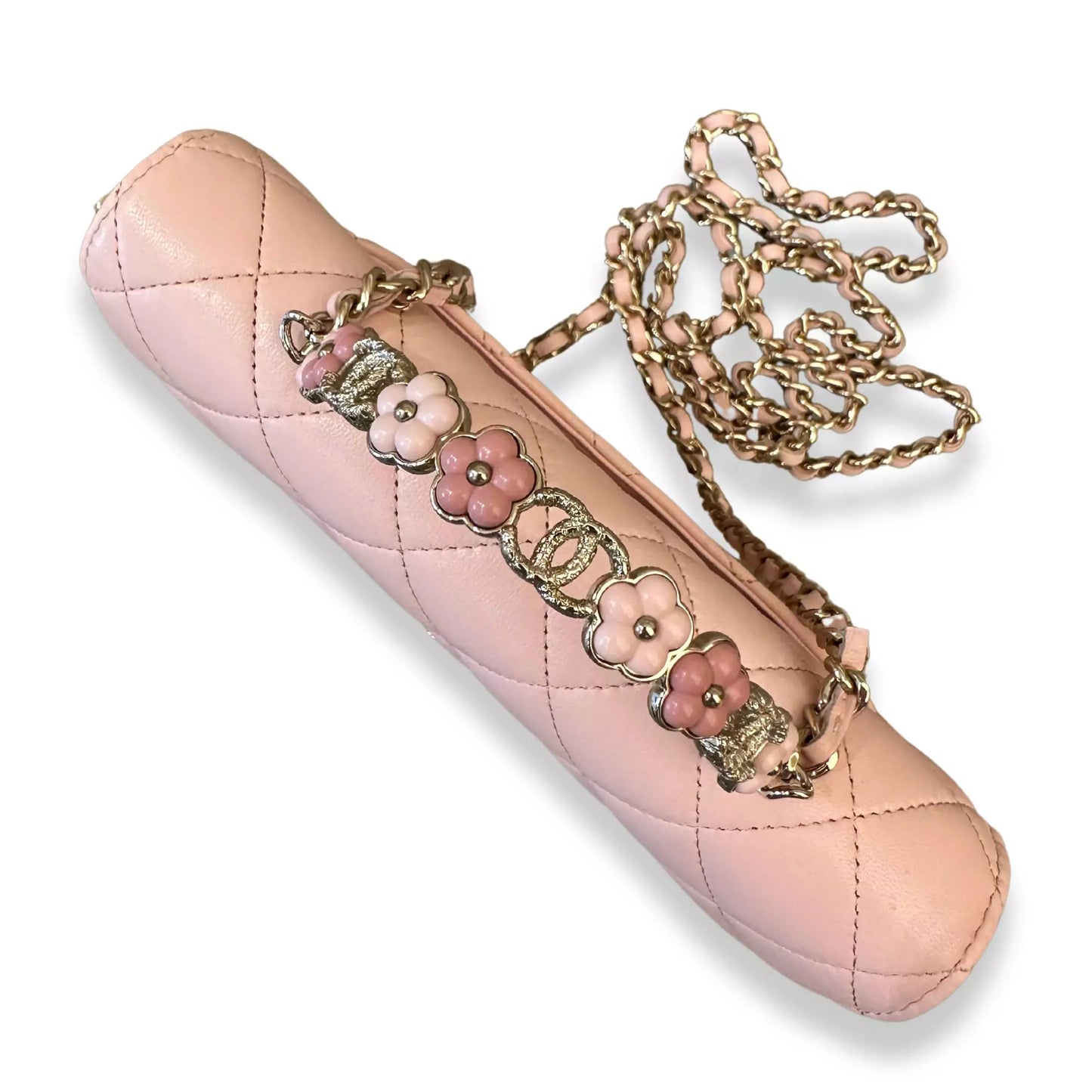 CHANEL LIGHT PINK TOP HANDLE WITH PEARLS BAG