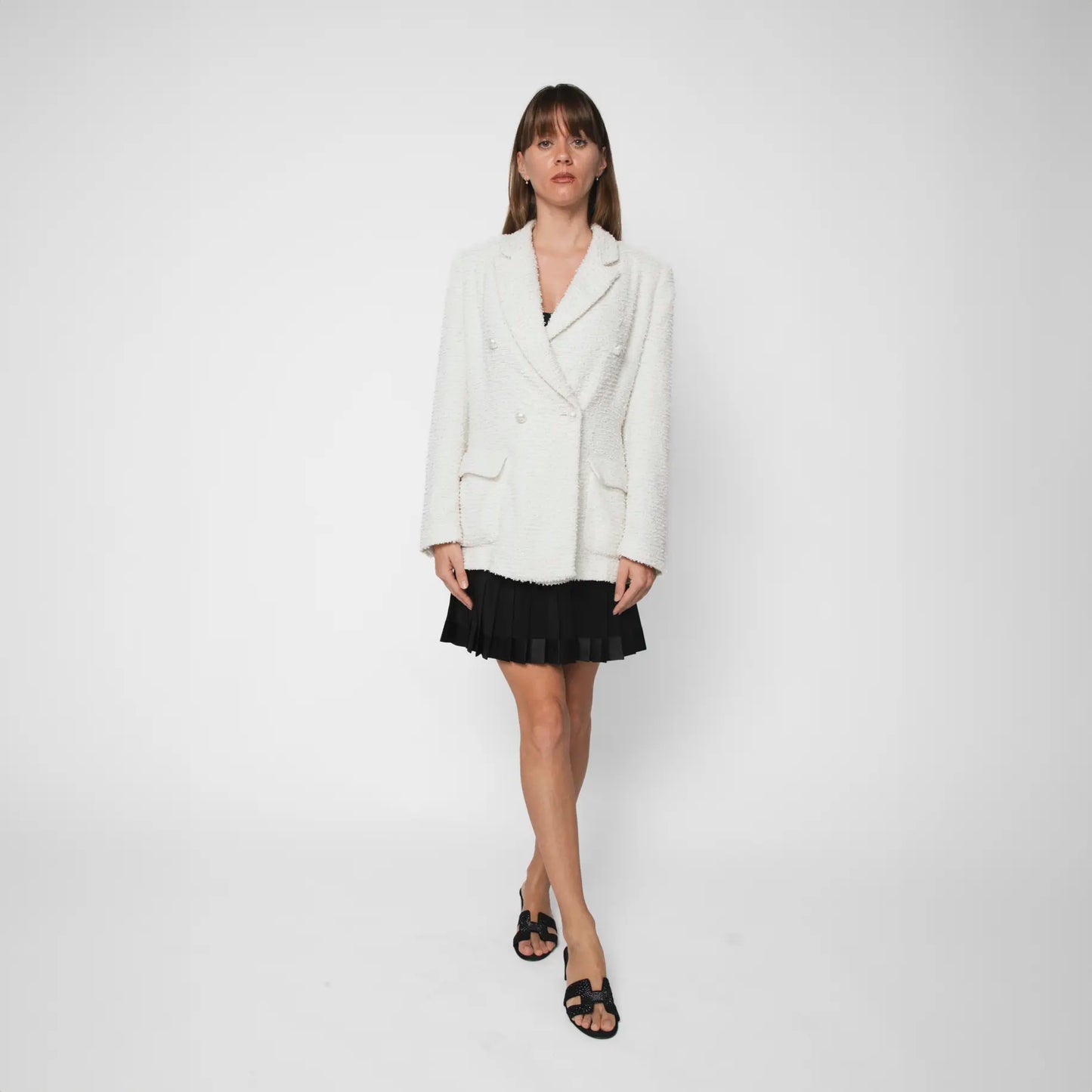 CHANEL LA PAUSA WHITE TWEED JACKET