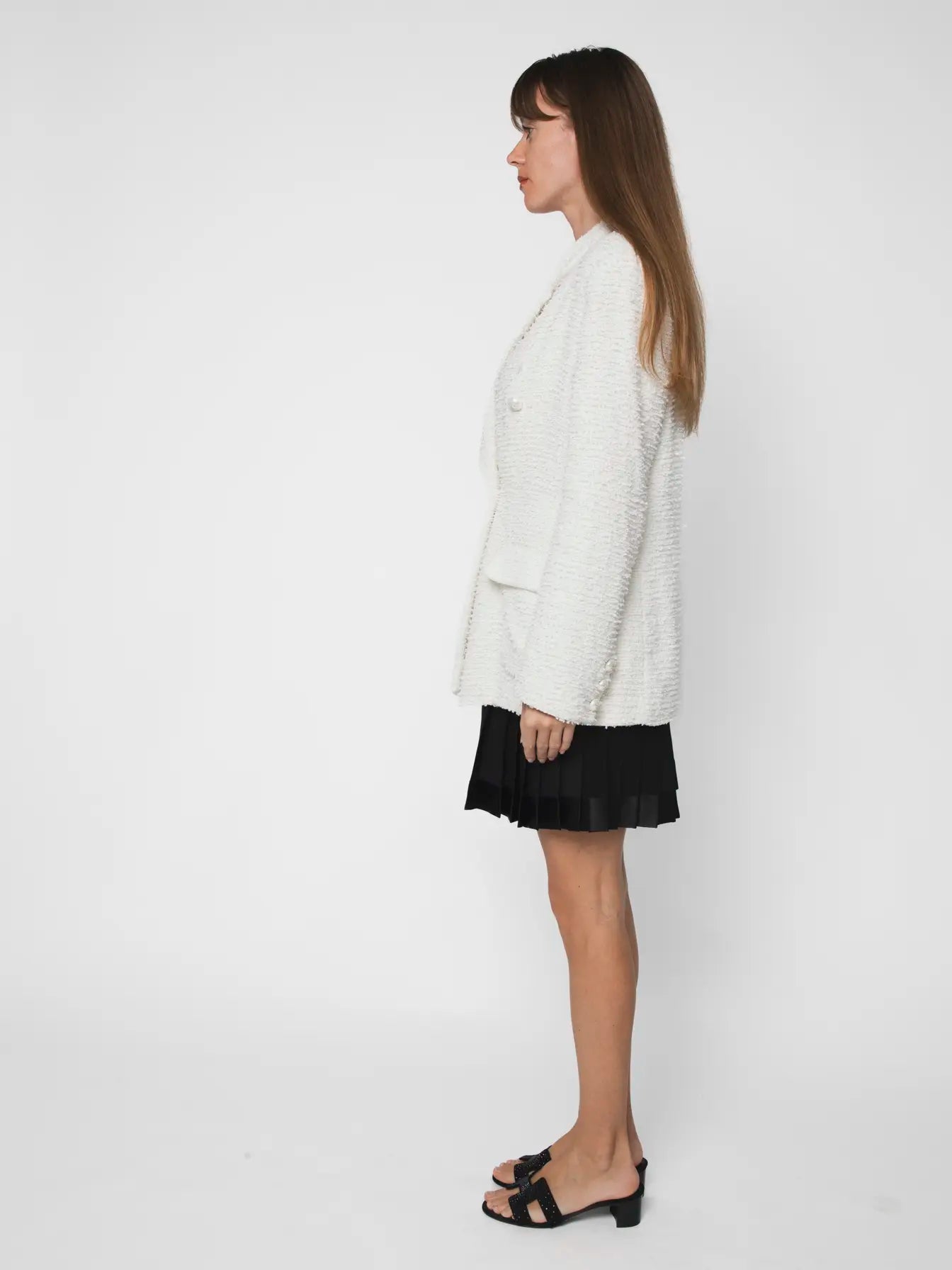 CHANEL LA PAUSA WHITE TWEED JACKET