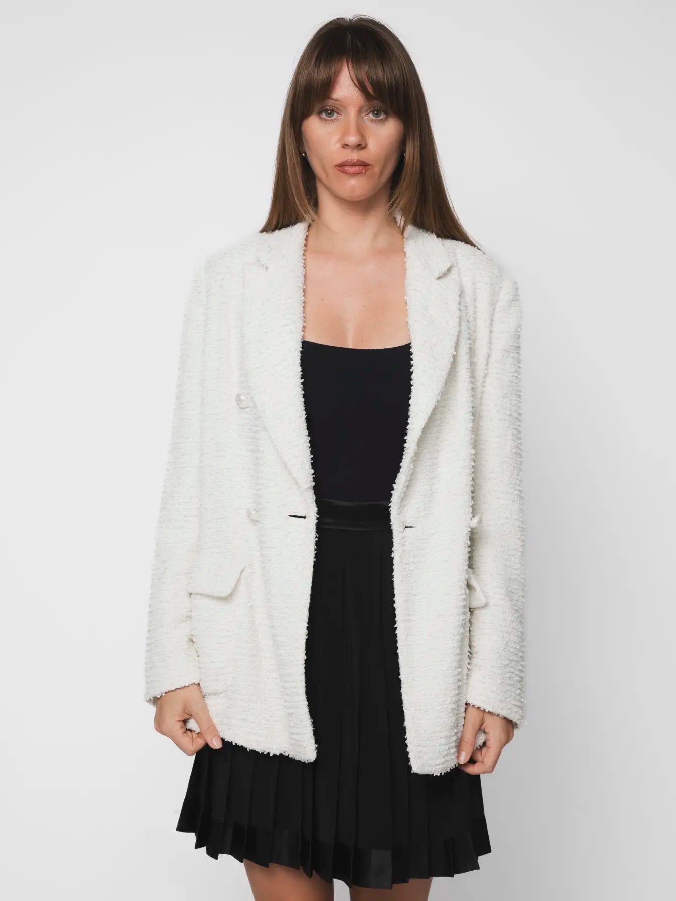 CHANEL LA PAUSA WHITE TWEED JACKET