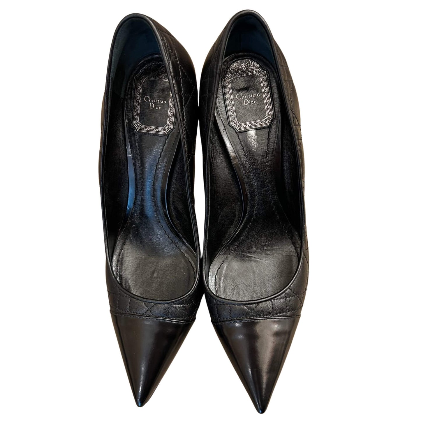 DIOR BLACK CANNAGE SHINE POINTY STILETTOS