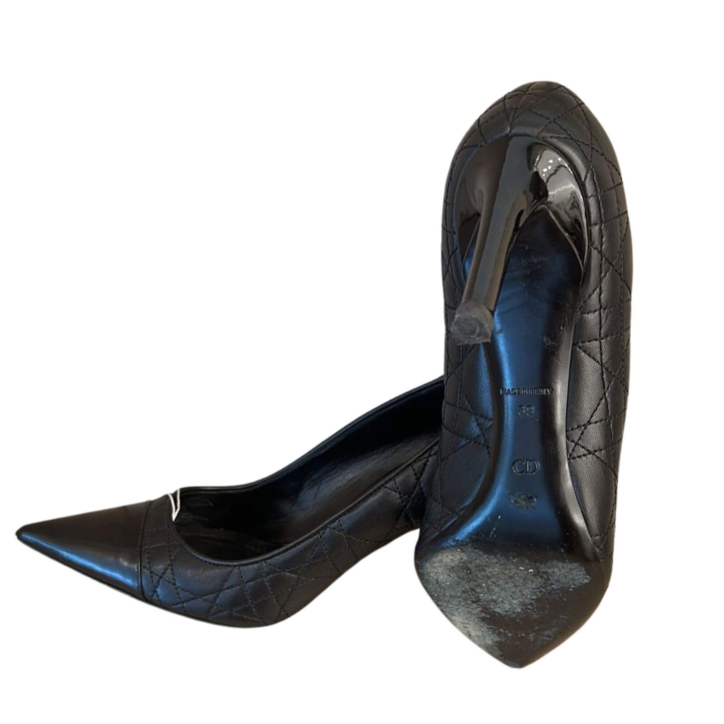 DIOR BLACK CANNAGE SHINE POINTY STILETTOS