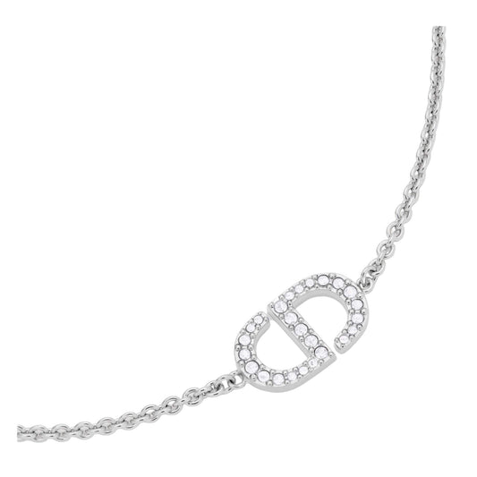 DIOR PETIT CD BRACELET SILVER-FINISH METAL WITH WHITE CRYSTALS