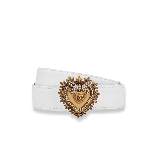 DOLCE & GABBANA WHITE DEVOTION BELT