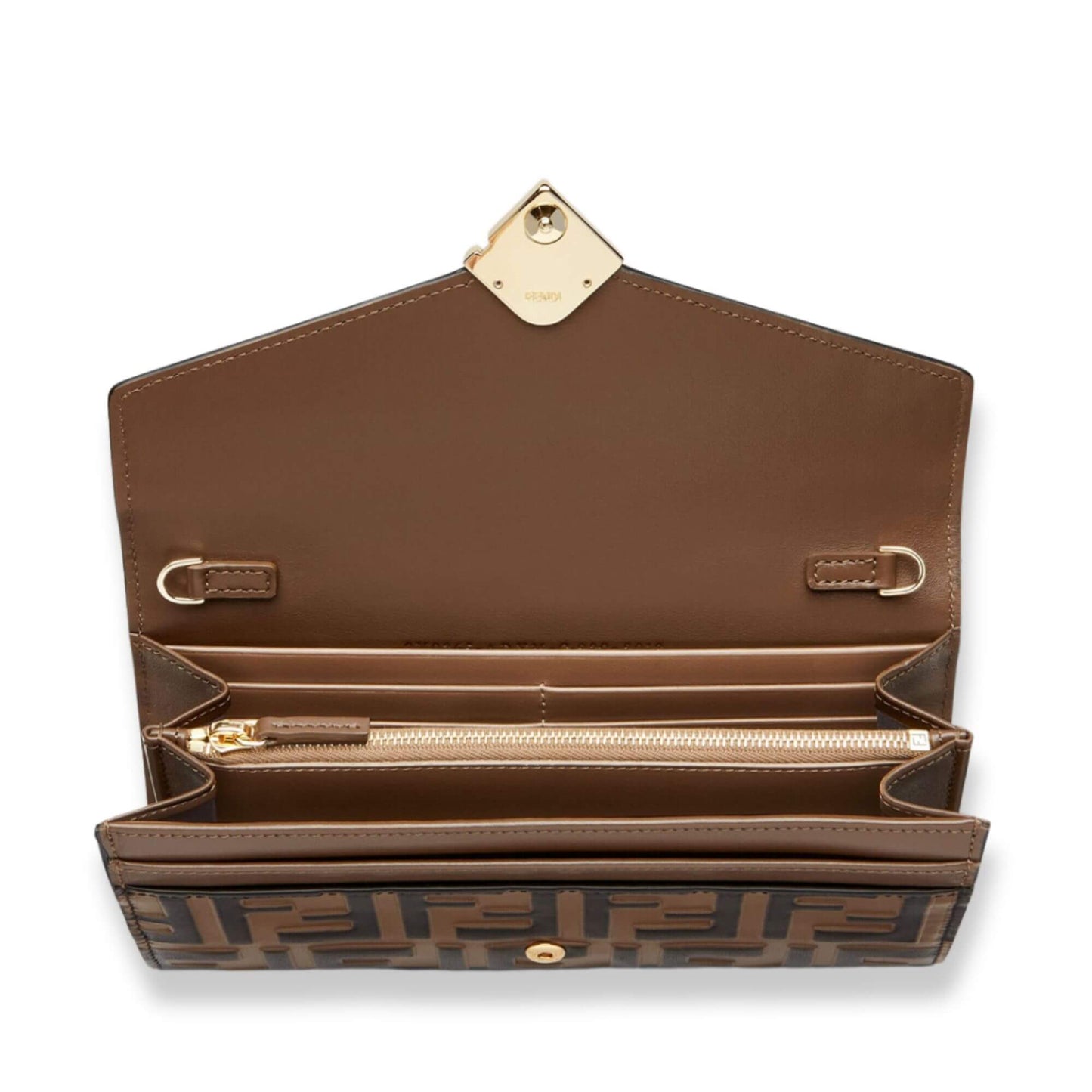 Fendi BROWN&BLACK CONTINENTAL FF DIAMONDS WALLET ON CHAIN