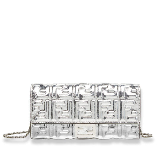 Fendi SILVER CONTINENTAL BAGUETTE WALLET ON CHAIN