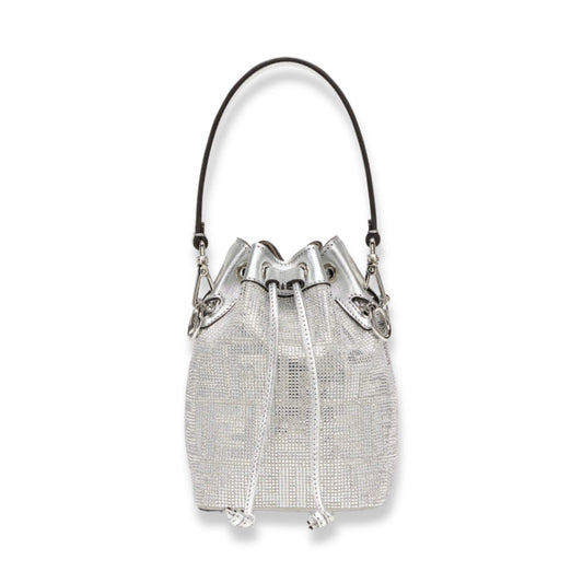 Fendi SILVER LEATHER WITH CRYSTALS MON TRESOR BAG