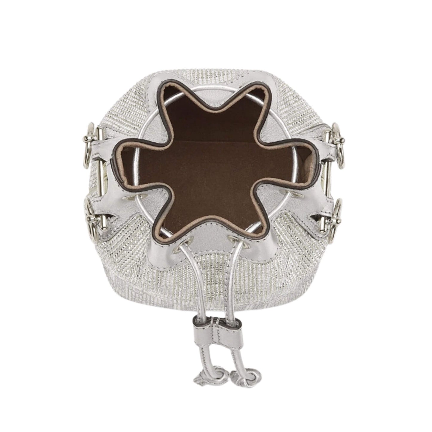 BOLSO Fendi MON TRESOR DE PIEL PLATEADA CON CRISTALES
