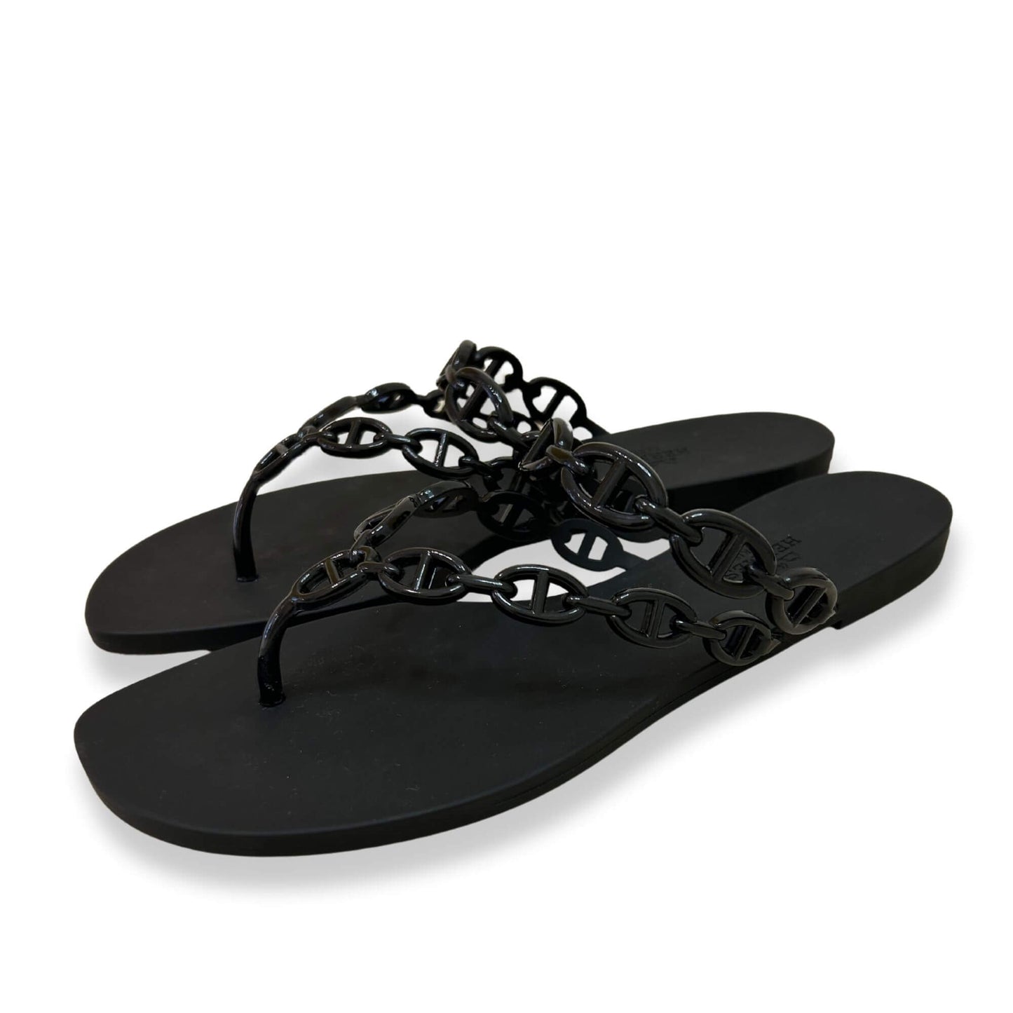 HERMÈS BLACK ISLAND SANDALS