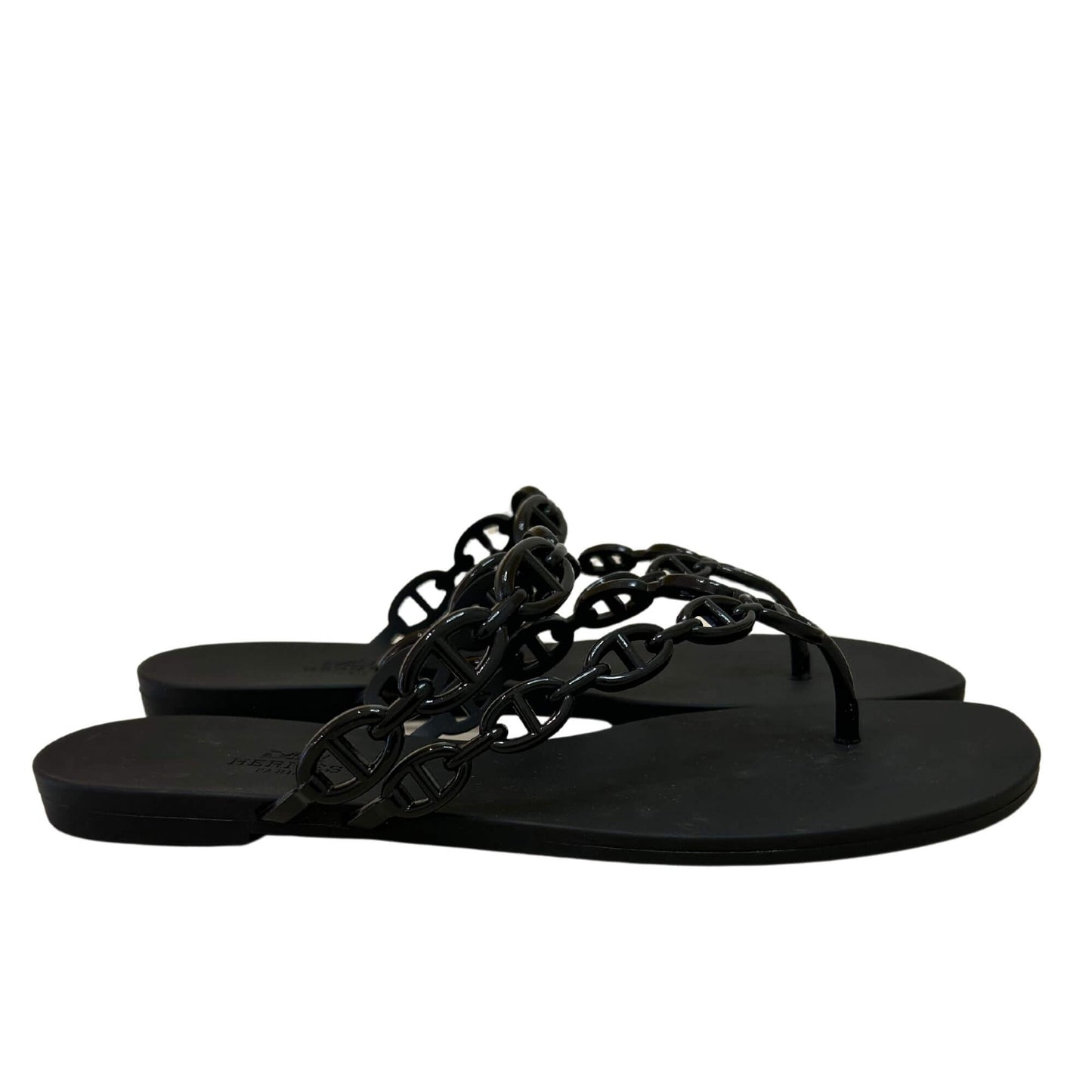 HERMÈS BLACK ISLAND SANDALS