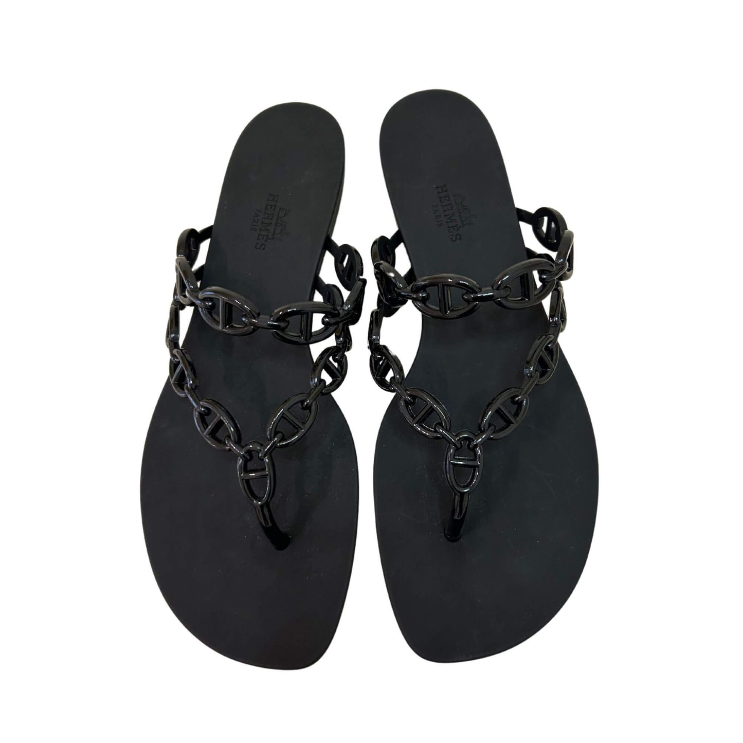 HERMÈS BLACK ISLAND SANDALS