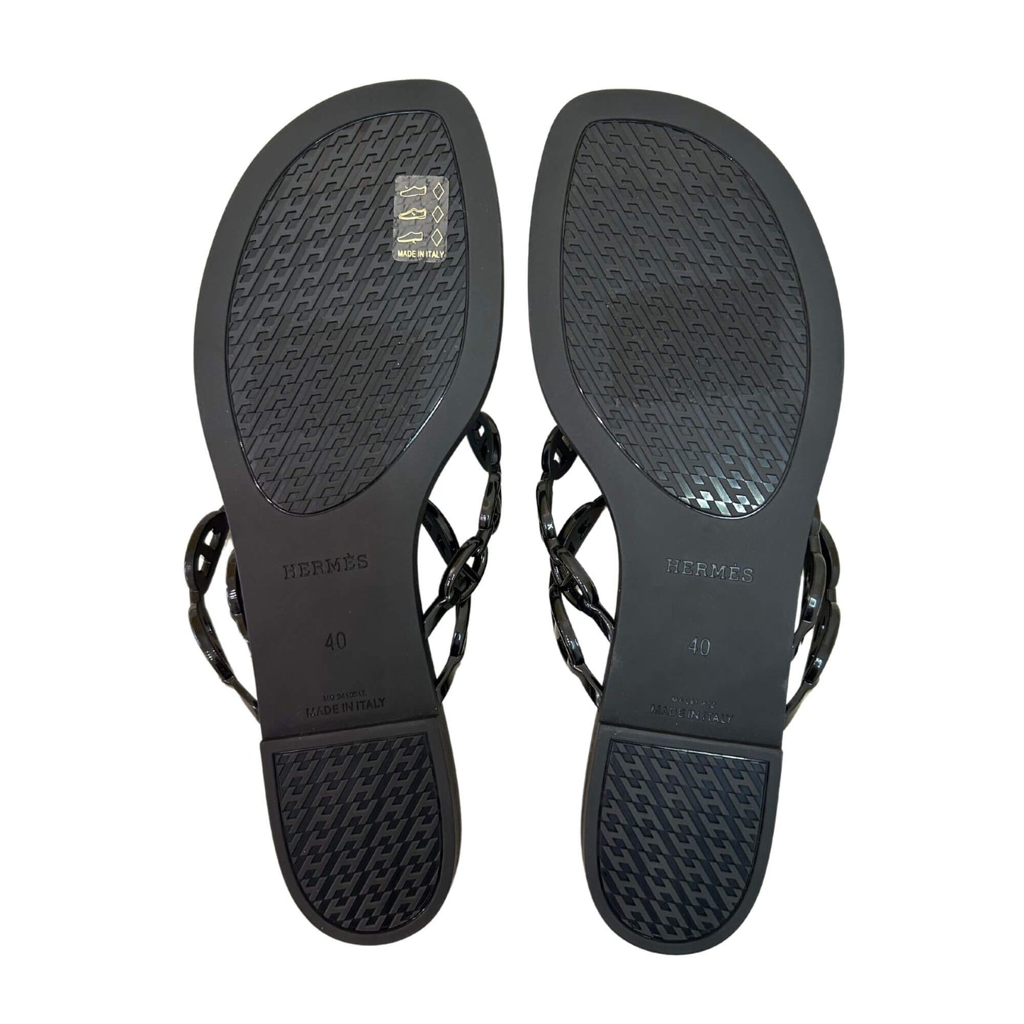 HERMÈS BLACK ISLAND SANDALS