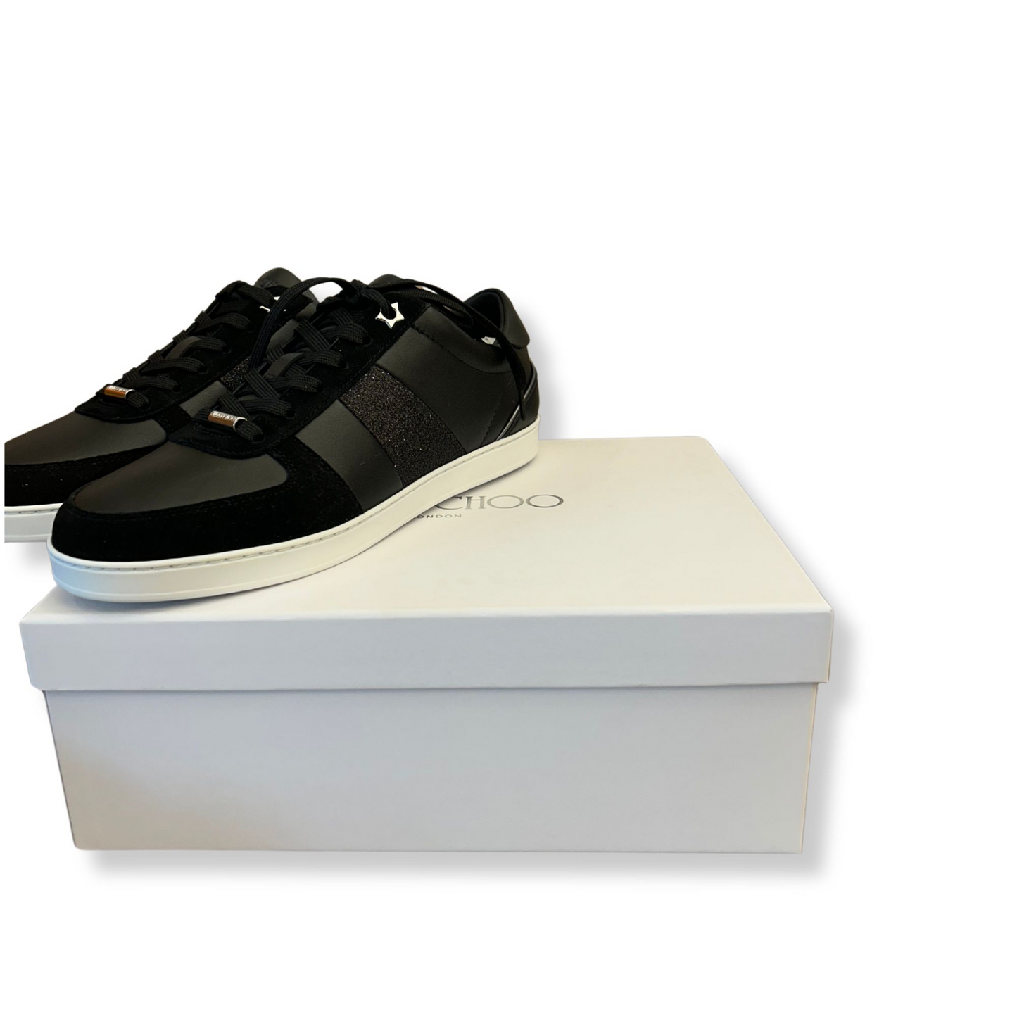 JIMMY CHOO BLACK GLITTER SNEAKERS