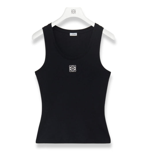 LOEWE BLACK COTTON ANAGRAM TANK-TOP