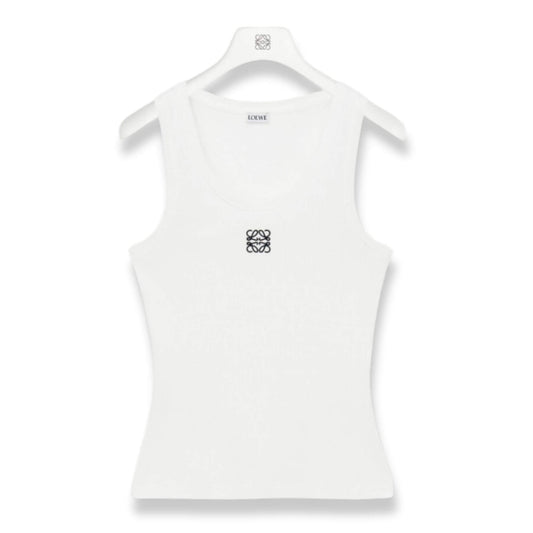 LOEWE WHITE COTTON ANAGRAM TANK-TOP