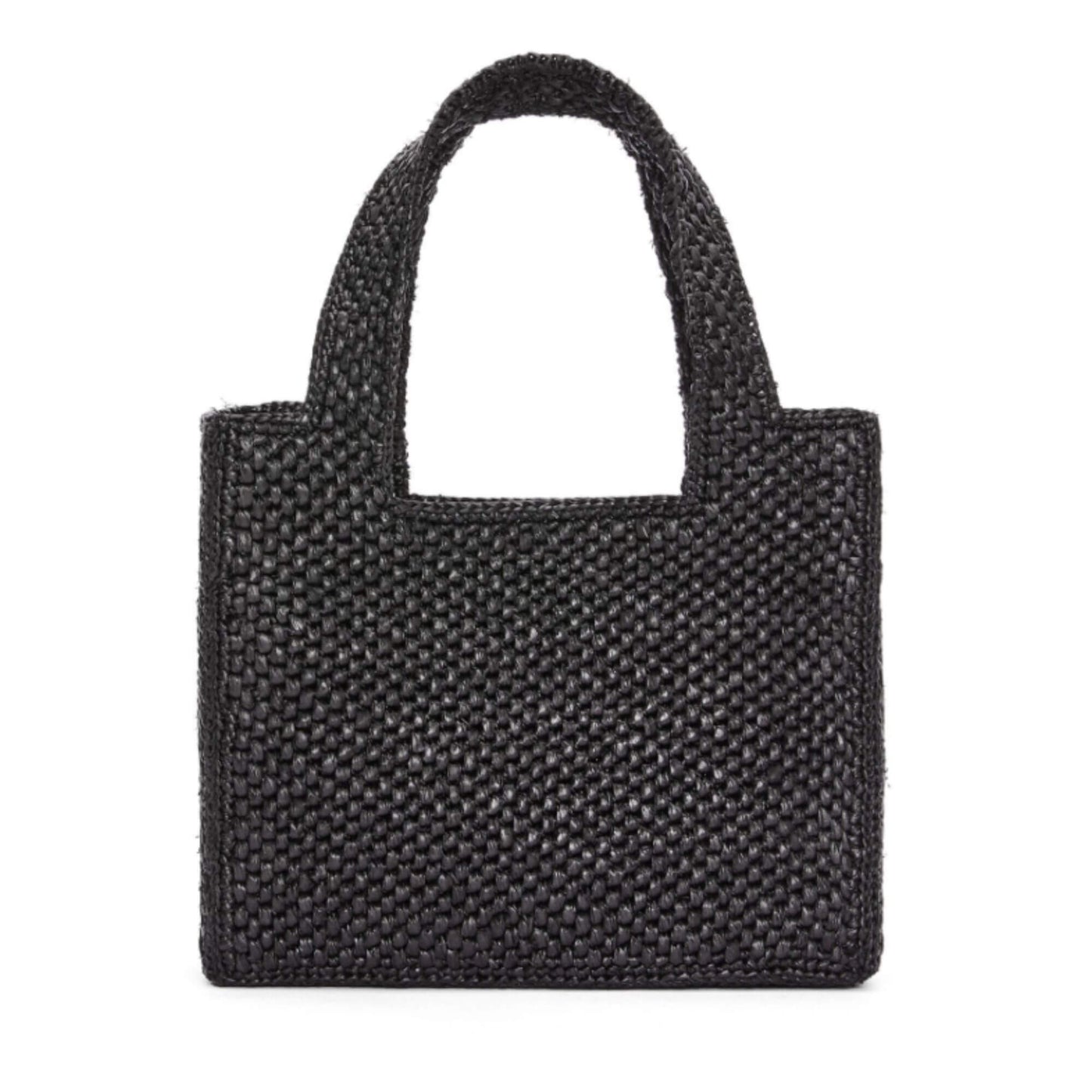LOEWE BLACK MINI FONT TOTE IN RAFFIA BAG