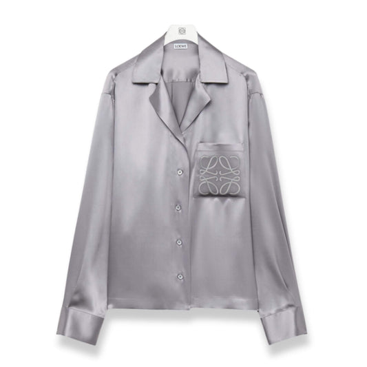 LOEWE GREY SILK PYJAMA BLOUSE