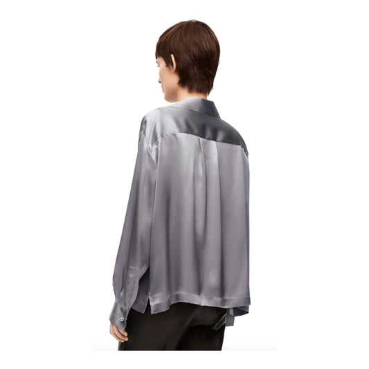 LOEWE GREY SILK PYJAMA BLOUSE