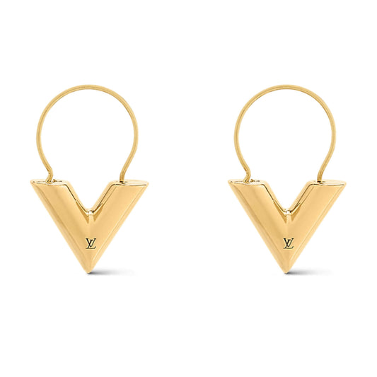 LOUIS VUITTON ESSENTIAL V HOOP EARRINGS