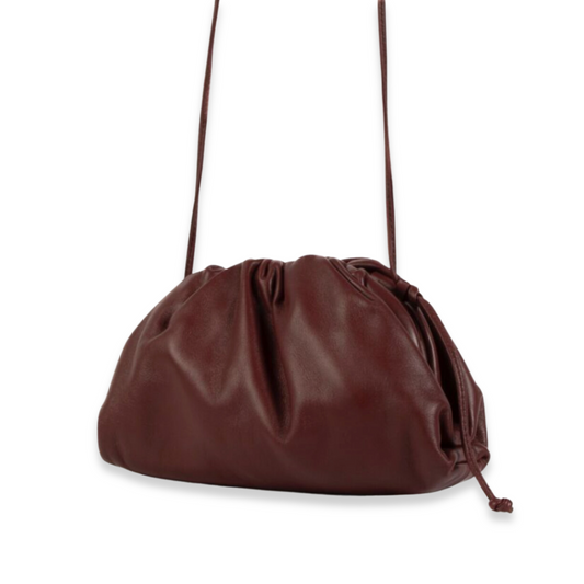 BOTTEGA VENETA BURGUNDY MINI POUCH CROSSBODY BAG