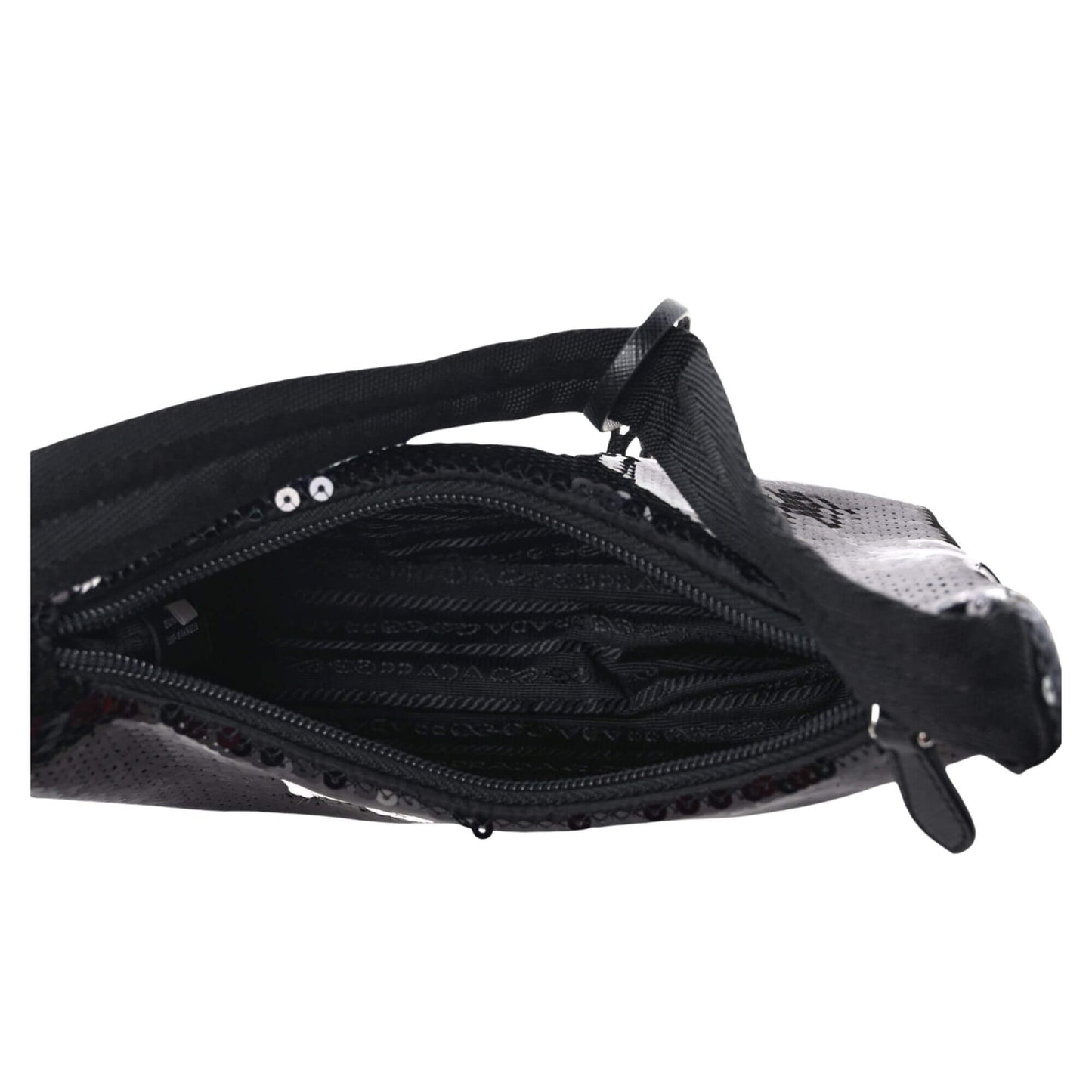 Prada BALCK & WHITE PAILLETTES SEQUIN MINI RE-EDITION 2000 BAG