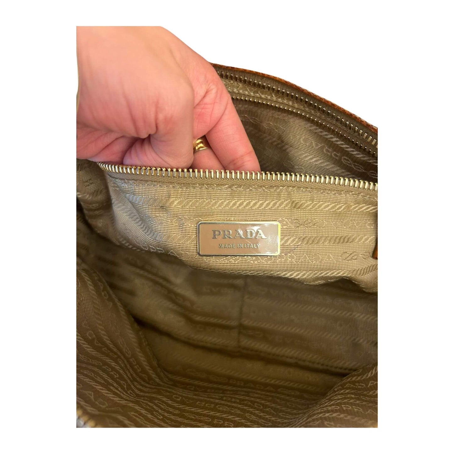 Prada BROWN VINTAGE PROMENADE OSTRICH BAG