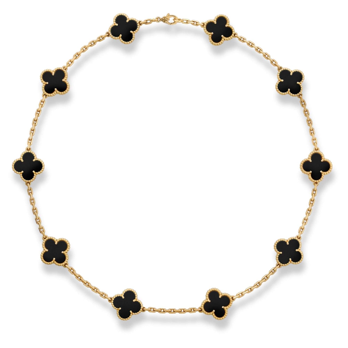 VAN CLEEF & ARPELS GOLD VINTAGE ALHAMBRA 10 MOTIFS NECKLACE