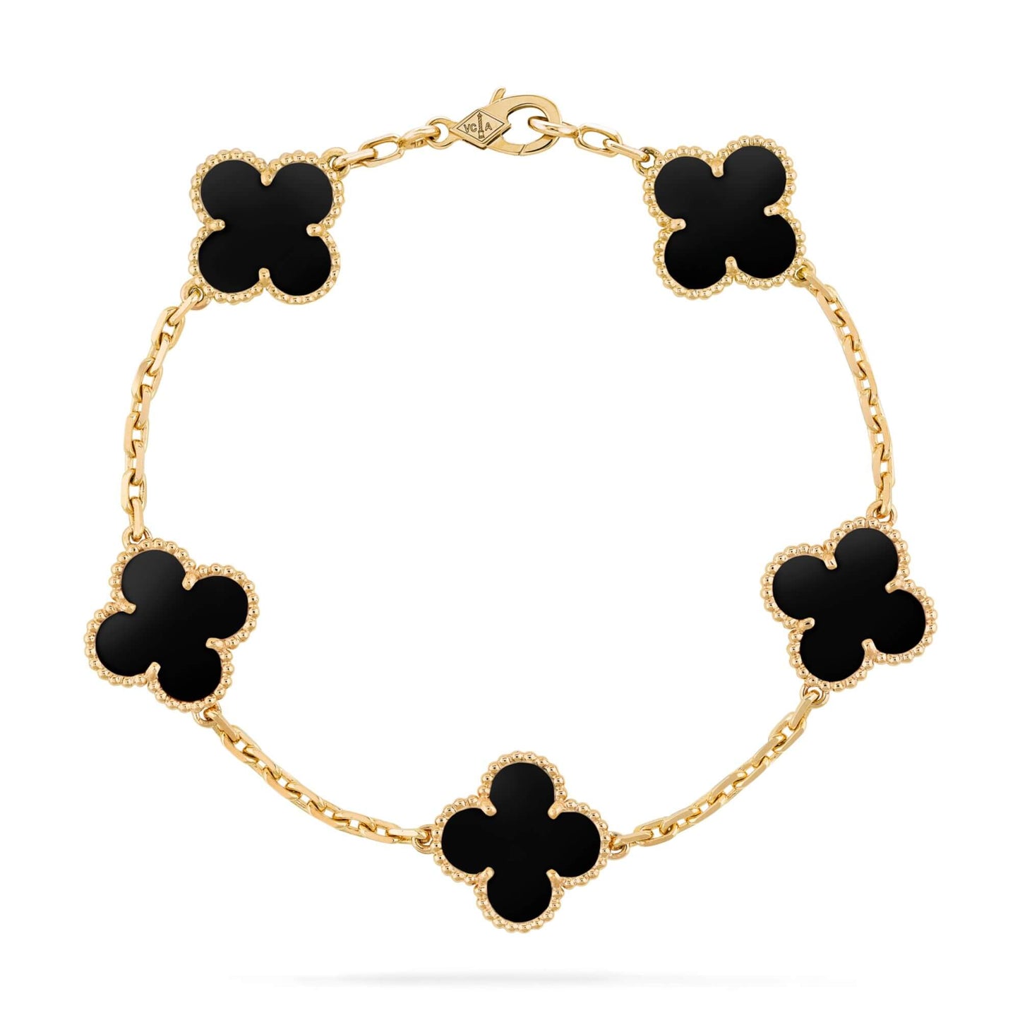 VAN CLEEF & ARPELS GOLD VINTAGE ALHAMBRA 5 MOTIFS BRACELET