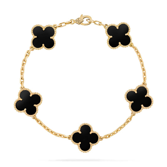 VAN CLEEF & ARPELS GOLD VINTAGE ALHAMBRA 5 MOTIFS BRACELET