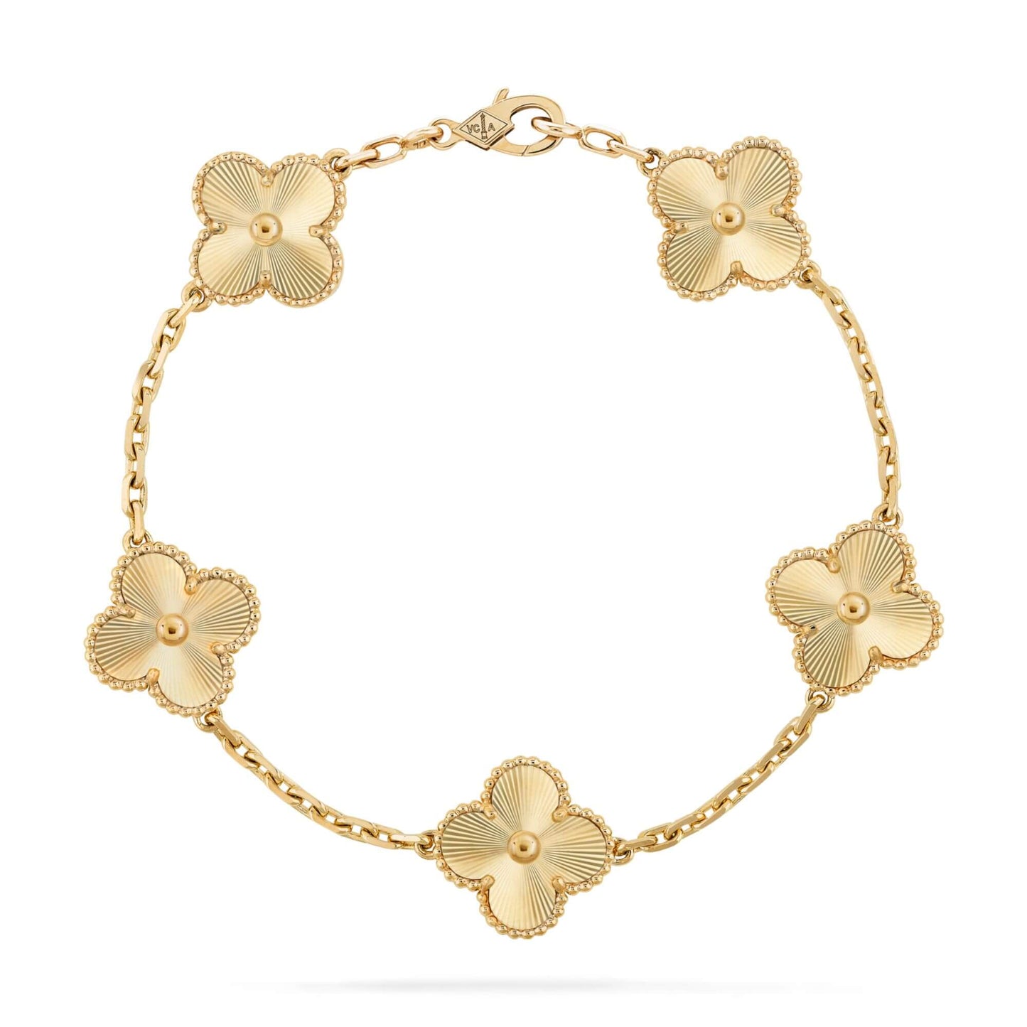 VAN CLEEF & ARPELS GOLD VINTAGE ALHAMBRA 5 MOTIFS BRACELET